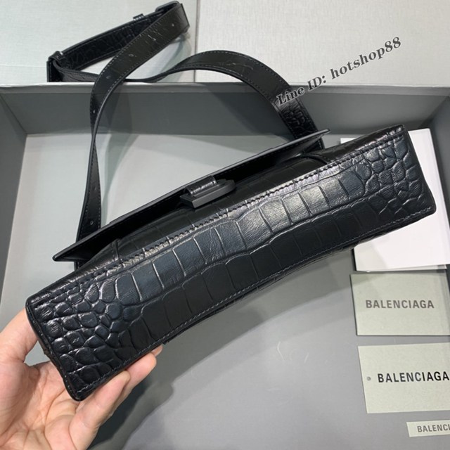 Balenciaga巴黎世家專櫃爆款小號鱷魚黑Hourglass沙漏包 fyj1813